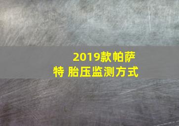 2019款帕萨特 胎压监测方式